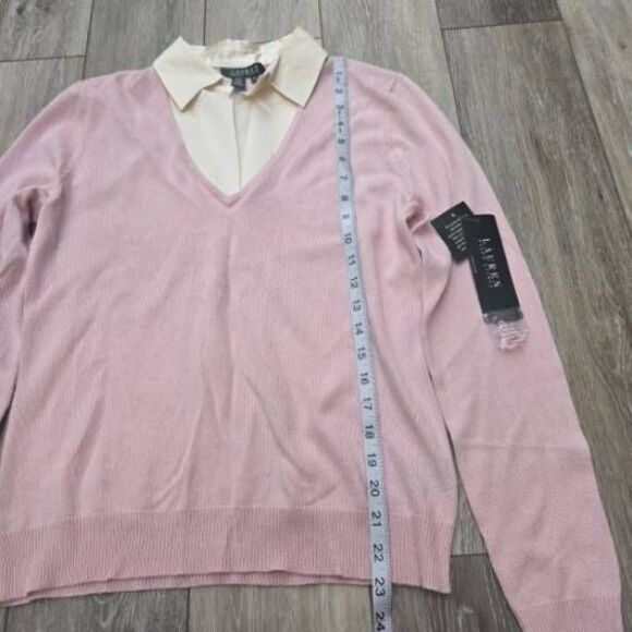 Nwt Lauren Ralph Lauren arctic nights winter rose  silk cashmere blend sweater M - Picture 7 of 11